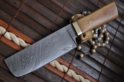 Damascus Chef Cleaver Wood Handle