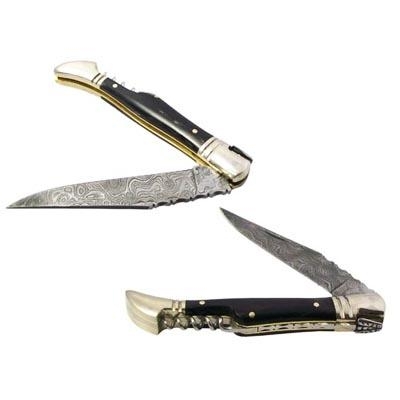 Damascus Steel Laguiole Knife 2-Pcs Horn Handle
