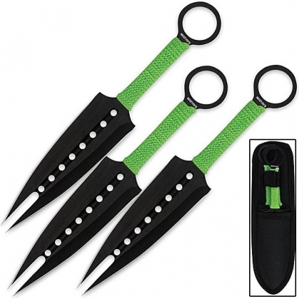 Kunai Zombie Green  Dual Point Thorwing Knives Set