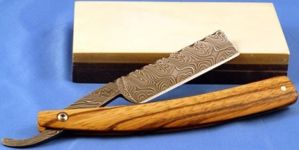 Damascus Steel Shaving Razor Wood Handle
