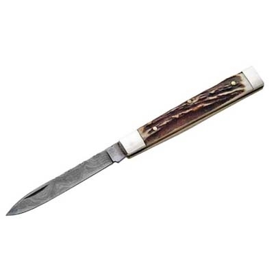 DAMASCUS DOCTOR KNIFE - HORN WOOD