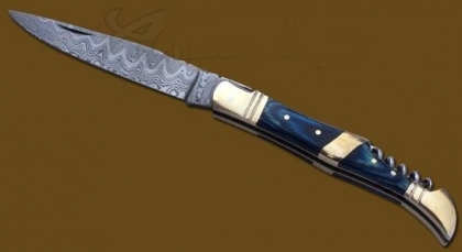 Damascus Steel Laguiole Knife 2-Pcs Wood Handle