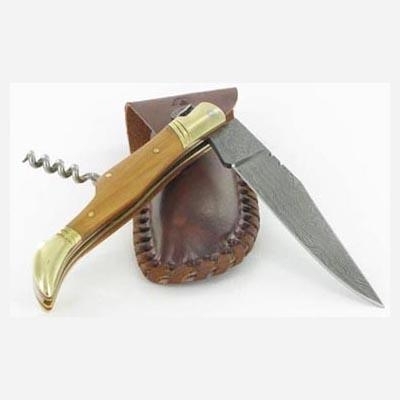 Damascus Steel Laguiole Knife 2-Pcs Wood Handle