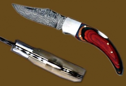 Damascus Steel Laguiole Banana Knife wood Handle