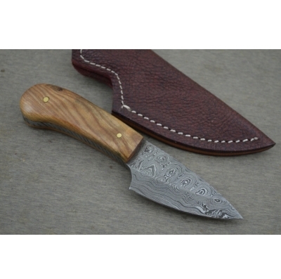 Damascus Skinner Knife Wood Handle