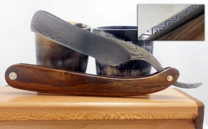 Damascus Steel Shaving Razor Wood Handle