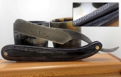Damascus Steel Shaving Razor Black Wood Handle