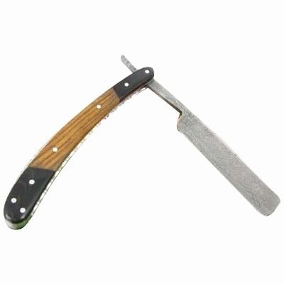 Damascus Steel Shaving Razor Wood Handle