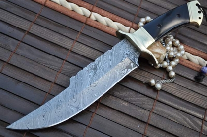 Custom Made Damascus Hunting Bowie knife Work of Art