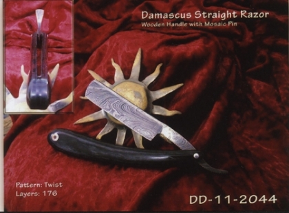 Damascus Steel Straight Shaving Razor Horn Handle