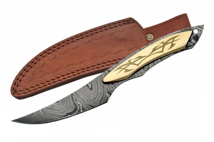 BRASS DAMASCUS FULL TANG HUNTER KNIFE