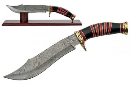 Damascus Hunting Knife Stag Handle