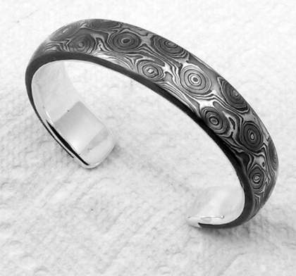 Handmade Damascus Steel Bracelet Bird Eyes