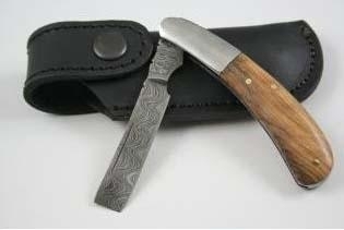 Damascus Steel Shaving Razor Wood Handle