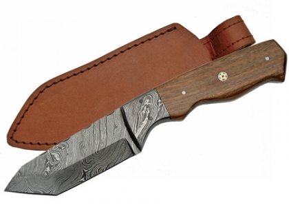 DAMASCUS HUNTING KNIFE BONE HANDLE
