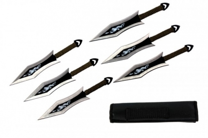 6.5" Paracord Wrapped Arrowhead Dragon Throwing Knives