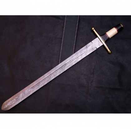 Damascus Hunting Bone Handle Sword