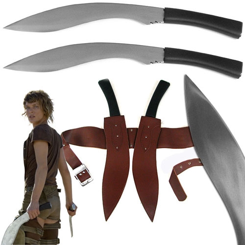 Resident Evil Extinction Dual Twin Machete Kukri Gurkha Knife Blades image 2