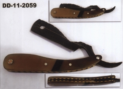 Damascus Steel Straight Shaving Razor Wood Handle
