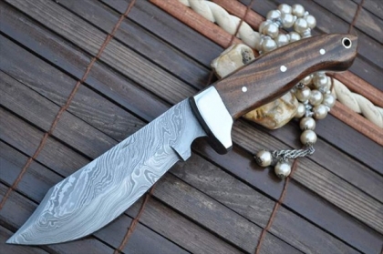Custom Made Damascus Hunting Bowie Knife