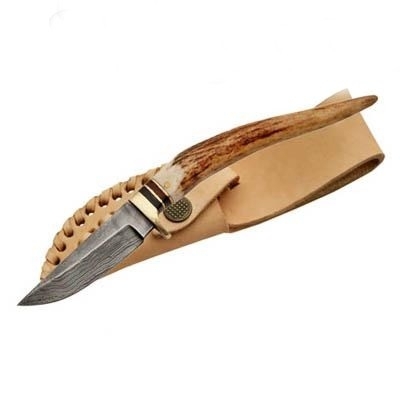 Damascus Hunting Knife Stag Handle
