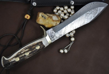 Custom Made Damascus Hunting Knife Bowie knife